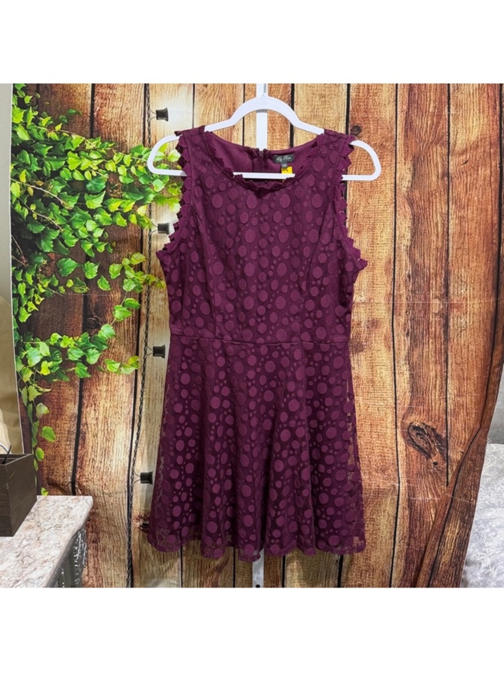 Lily Rose Plum Eyelet Fit & Flare Midi Dress